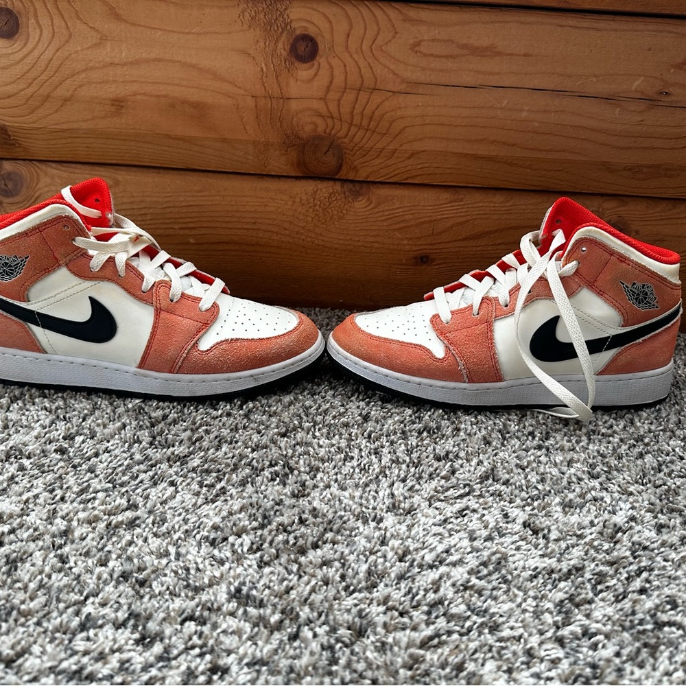 Kids Nike Air Jordan High-Top Sneakers - Orange and White